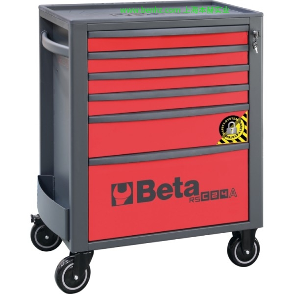 意大利Beta 百塔工具 新品 C48M-电动推车 C48P-平板推车 RSC24A/6  6抽屉工具车，带SAFETY-SYSTEM 红色 橙色 灰色