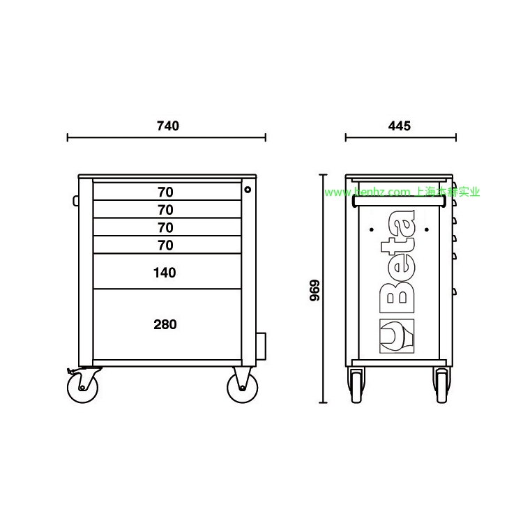 意大利Beta 百塔工具 新品 C48M-电动推车 C48P-平板推车 RSC24A/6  6抽屉工具车，带SAFETY-SYSTEM 红色 橙色 灰色
