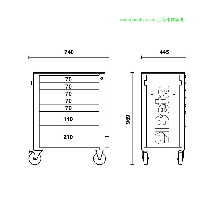 意大利Beta 百塔工具 RSC24A/7  7抽屉工具车，带SAFETY-SYSTEM 橙色 红色 灰色 RSC24A/8 8抽屉工具车，带SAFETY-SYSTEM RSC24AXL/7  7抽屉超大工具车,带SAFETY－SYSTEM