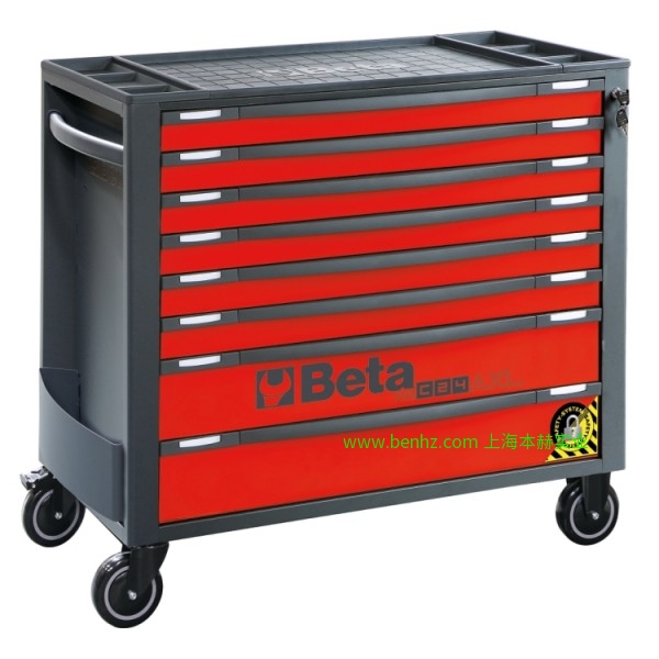 意大利Beta 百塔工具 RSC24AXL/8  8抽屉超大工具车, 带SAFETY－SYSTEM 橙色 灰色 红色 RSC24AXL/9 9抽屉超大工具车 RSC24L/7  7抽屉和侧工作面工具车