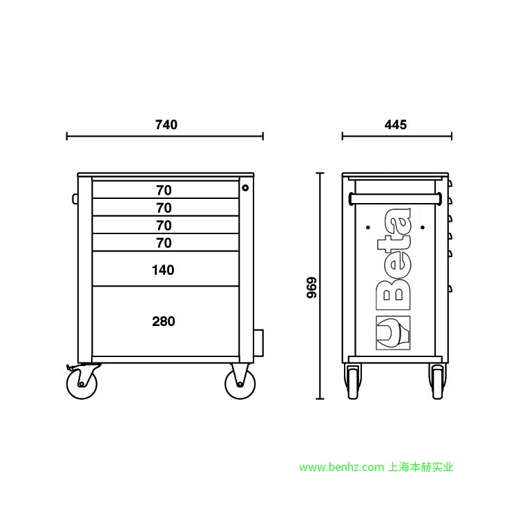 意大利Beta 百塔工具 RSC24L-CAB抽屉工具车 RSC24/5  5抽屉工具车 橙色 灰色 红色 RSC24/6  6抽屉工具车