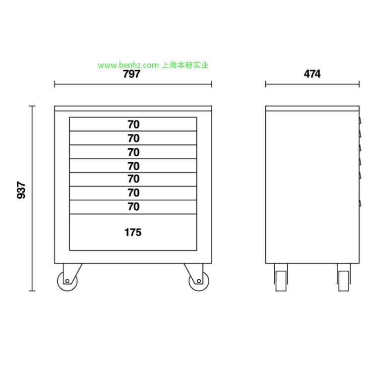 意大利Beta 百塔工具 C55 M2-2抽屉工具柜，固定式 C55 M7-7抽屉工具柜，固定式 C55 MA-双门工具柜，固定式 C55C8-可移动8抽屉工具存储模块 C55PS 带卷帘门的工具挂板 C55BO-2.8-工作台 C55BG-2.8-工作台