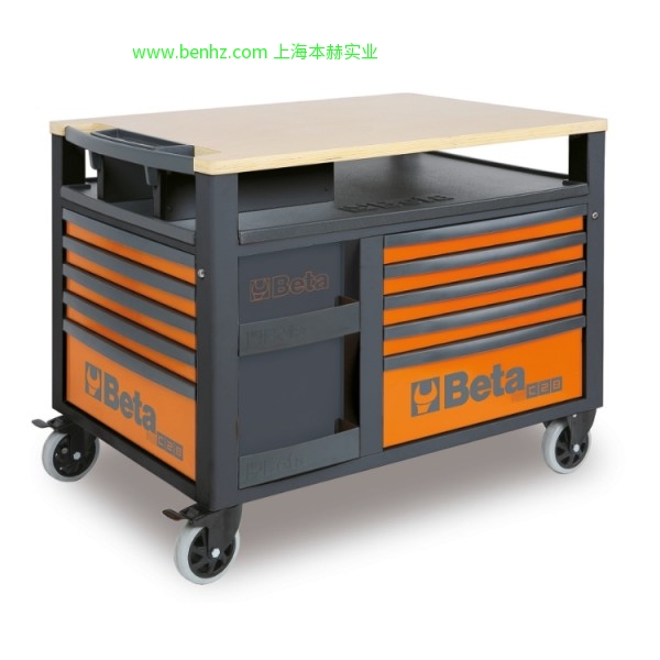 意大利Beta 百塔工具 RSC28 10抽屉SuperTank型工具车 C30M-MAXITANK 移动工作台 3000M/PLM-C30M 木质台面