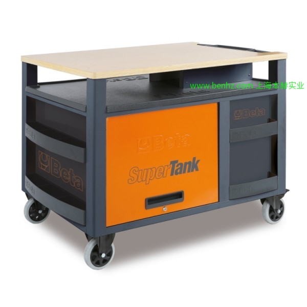 意大利Beta 百塔工具 RSC28 10抽屉SuperTank型工具车 C30M-MAXITANK 移动工作台 3000M/PLM-C30M 木质台面
