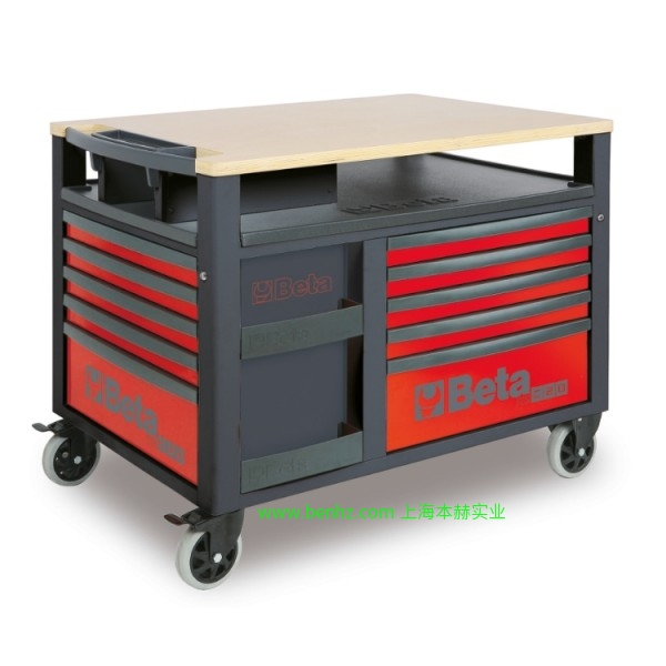 意大利Beta 百塔工具 RSC28 10抽屉SuperTank型工具车 C30M-MAXITANK 移动工作台 3000M/PLM-C30M 木质台面